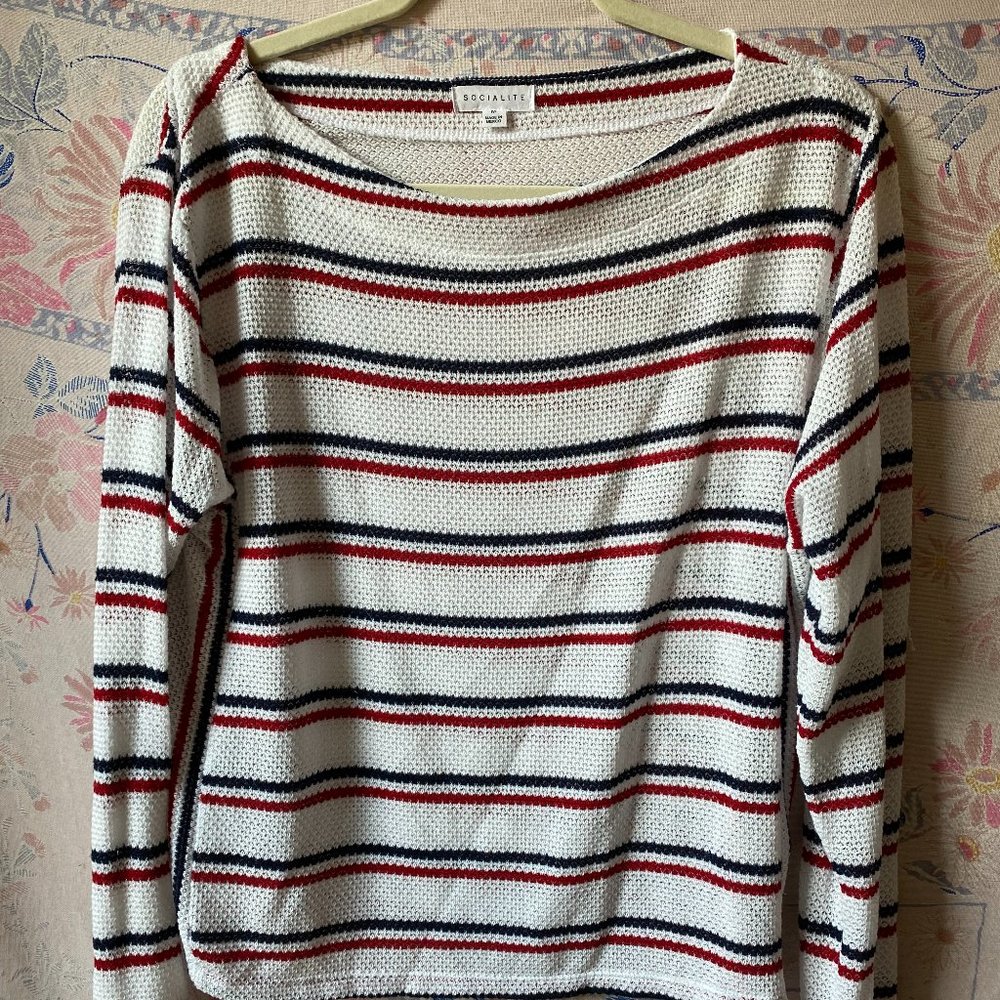 Socialite Red White and Blue Striped Sweater